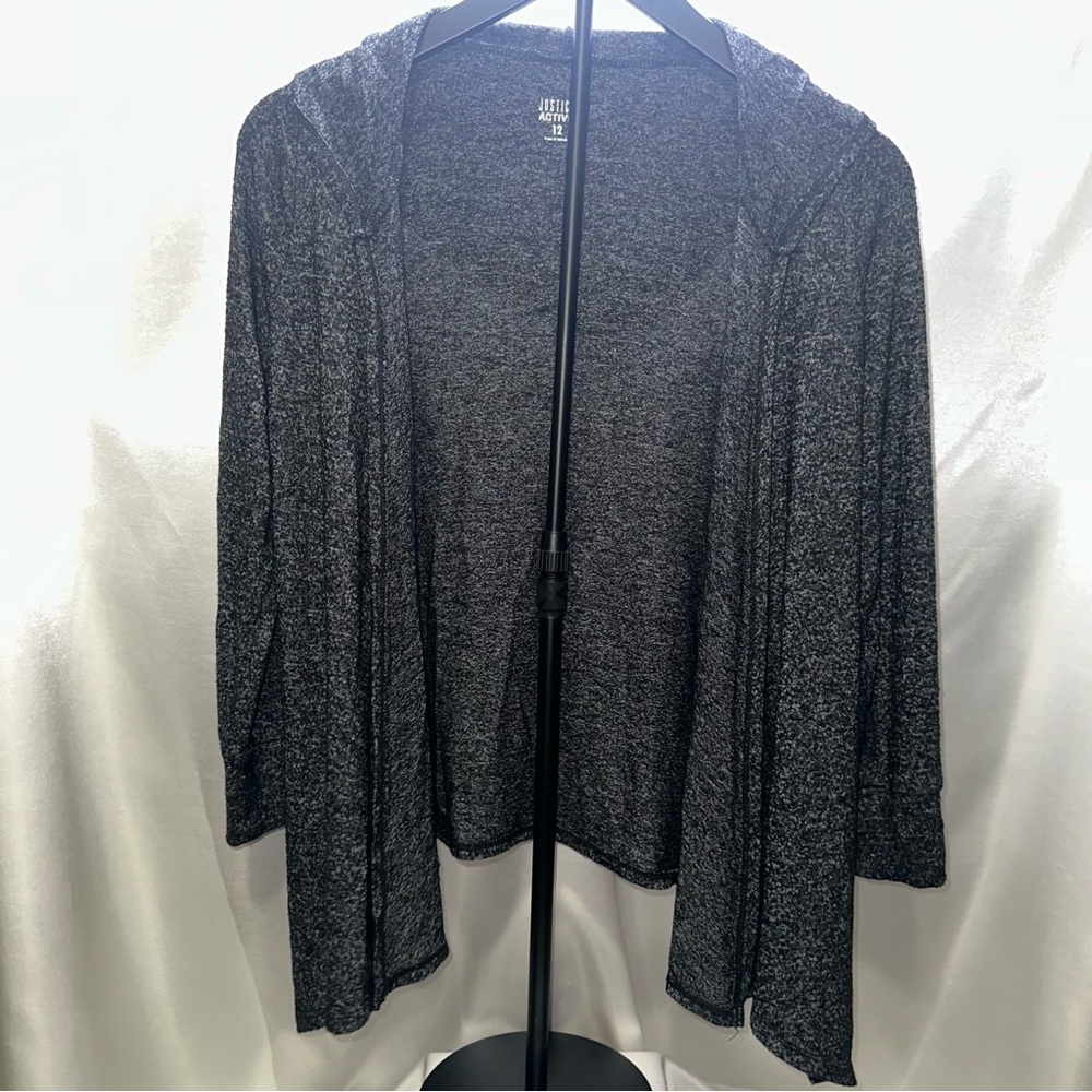 Justice Charcoal Open-Front Cardigan